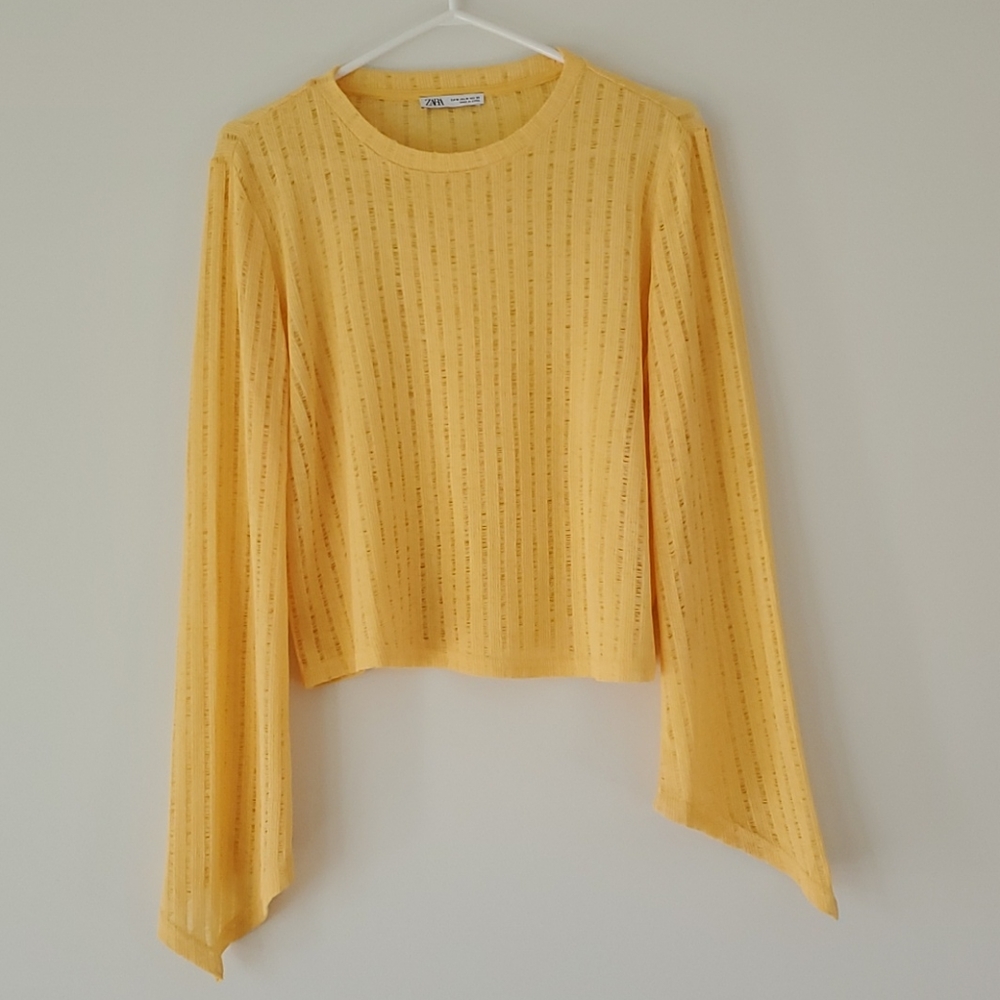 Zara yellow shirt with Asymmetrical sleeves